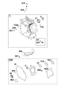 Cylinder Group Diagram and Parts List for 83132-1172-H5  Briggs and Stratton Engine